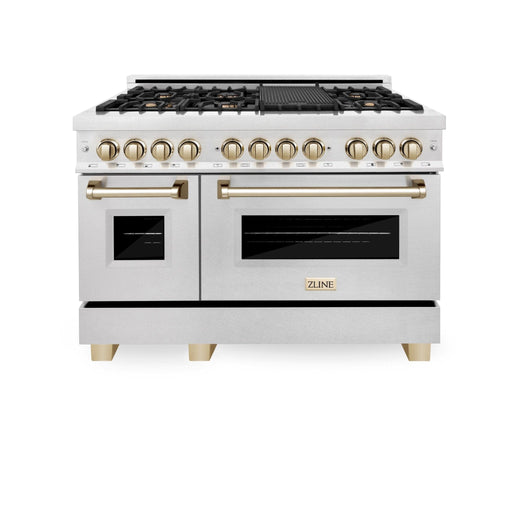 ZLINE 48" Autograph Dual Fuel Range, DuraSnow, Bronze, RASZ - SN - 48 - CB - Farmhouse Kitchen and Bath