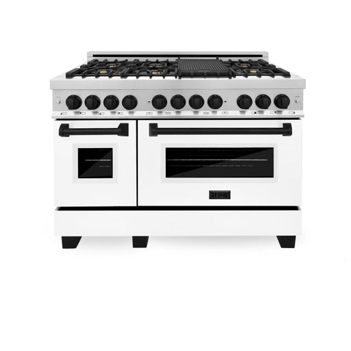 ZLINE 48" Autograph Edition, Dual Fuel Range, White Door, RAZ - WM - 48 - MB - Farmhouse Kitchen and Bath