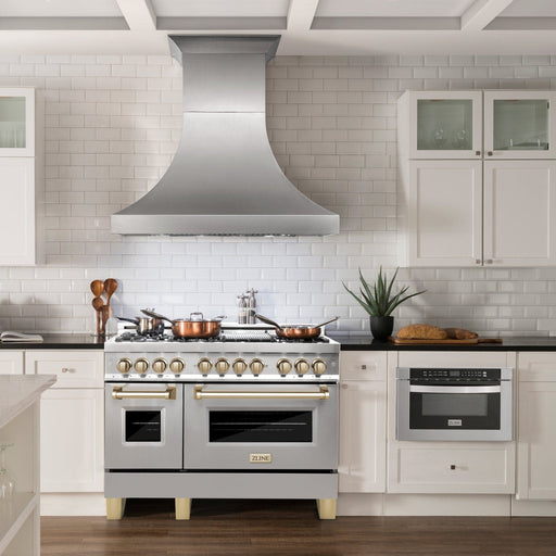 ZLINE 48" Autograph Edition, Dual Fuel Stainless Steel Range, RAZ - 48 - G - Farmhouse Kitchen and Bath