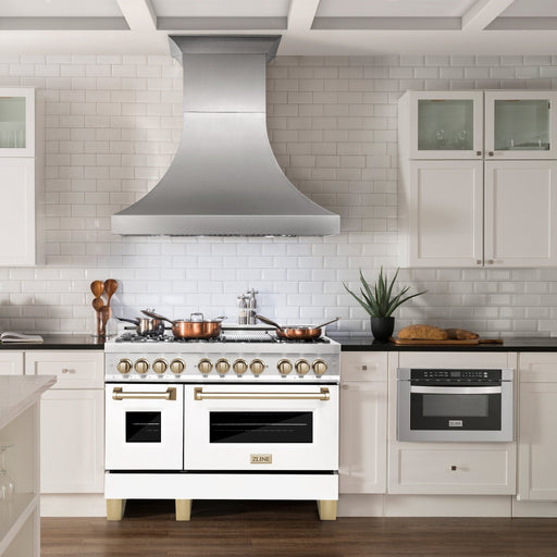 ZLINE 48" Autograph, Range Dual Fuel, DuraSnow, White Door, RASZ - WM - 48 - G - Farmhouse Kitchen and Bath