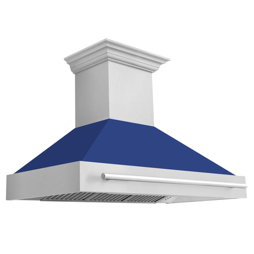 ZLINE 48" Autograph Stainless Blue Matt Wall Range Hood, 8654STX - BM - 48 - Farmhouse Kitchen and Bath
