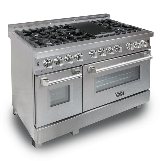 ZLINE 48" Dual Fuel Snow Stainless Range, Snow Stainless Door, RAS - SN - 48 - Farmhouse Kitchen and Bath