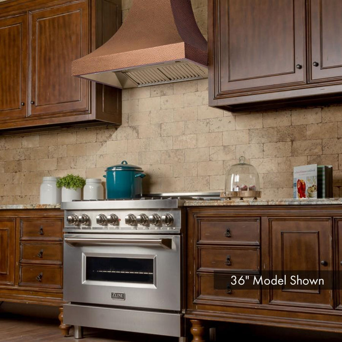 ZLINE 48" Hand - Hammered Copper Finish Wall Range Hood, 8632H - 48 - Farmhouse Kitchen and Bath