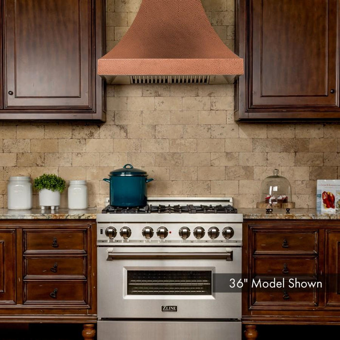 ZLINE 48" Hand - Hammered Copper Finish Wall Range Hood, 8632H - 48 - Farmhouse Kitchen and Bath