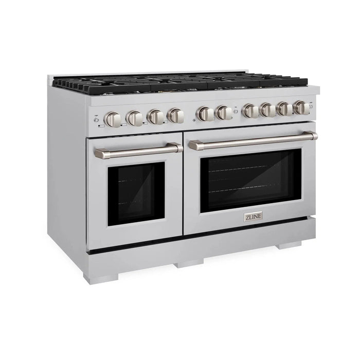 ZLINE 48 in. 8 Burner Double Oven Gas Range, Stainless Steel, SGR48 - Farmhouse Kitchen and Bath