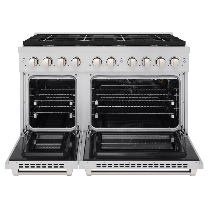 ZLINE 48 in. 8 Burner Double Oven Gas Range, Stainless Steel, SGR48 - Farmhouse Kitchen and Bath