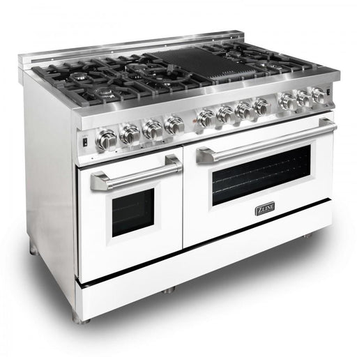 ZLINE 48" Professional Dual Fuel Range with White Matte Door, RA - WM - 48 - Farmhouse Kitchen and Bath
