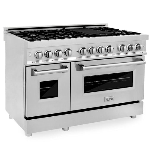 ZLINE 48" Stainless Steel 6.0 cu.ft. 7 Gas Burner/Electric Oven Range with Griddle RA48 - Farmhouse Kitchen and Bath