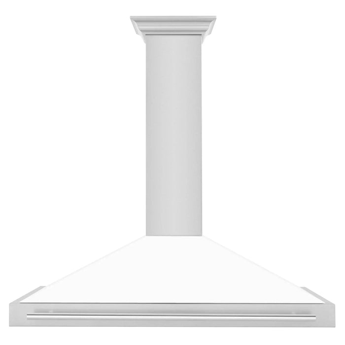ZLINE 48" White Matte Range Hood, Stainless Steel Handle KB4SNX - WM - 48 - Farmhouse Kitchen and Bath