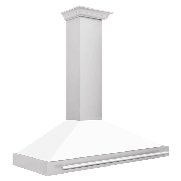 ZLINE 48" White Matte Range Hood, Stainless Steel Handle KB4SNX - WM - 48 - Farmhouse Kitchen and Bath