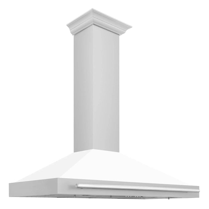 ZLINE 48" White Matte Range Hood, Stainless Steel Handle KB4SNX - WM - 48 - Farmhouse Kitchen and Bath