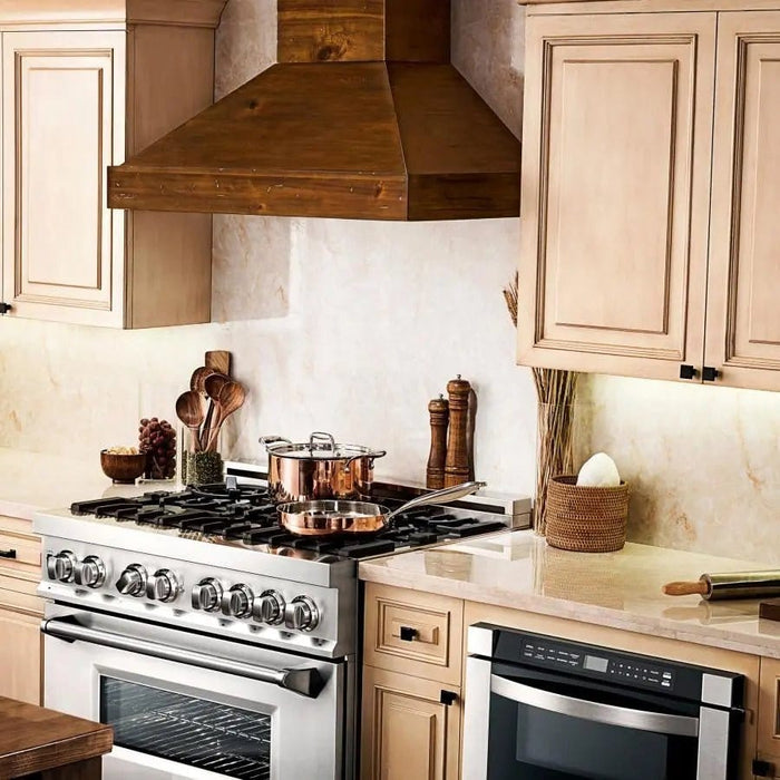 ZLINE 48" Wooden Wall Range Hood in Walnut, KBRR - 48 - Farmhouse Kitchen and Bath