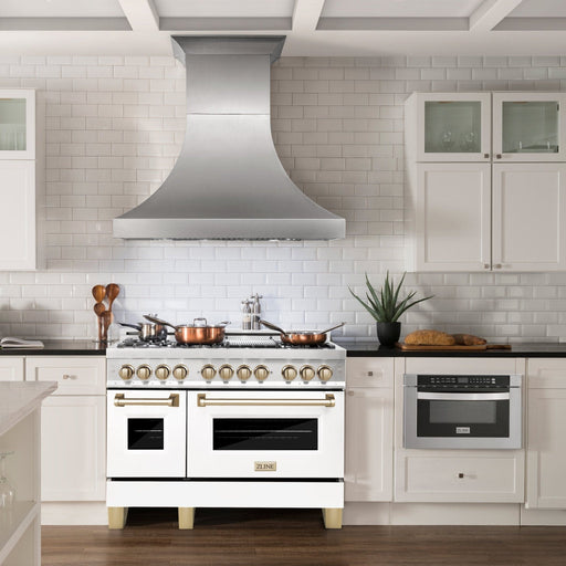 ZLINE 48"Autograph Range Dual Fuel, DuraSnow, White Door,RASZ - WM - 48 - CB - Farmhouse Kitchen and Bath