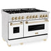 ZLINE 48"Autograph Range Dual Fuel, DuraSnow, White Door,RASZ - WM - 48 - CB - Farmhouse Kitchen and Bath