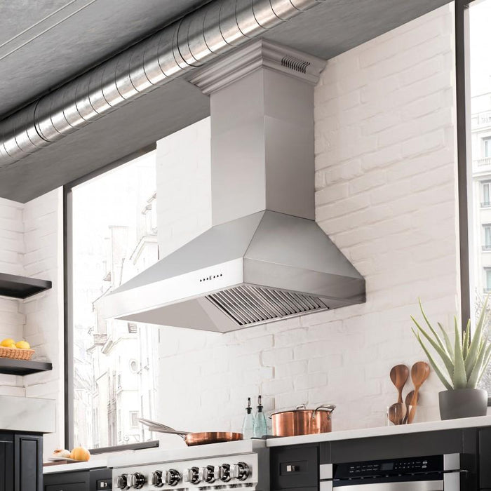 ZLINE 54" Professional Wall Range Hood, Built - in CrownSound® Bluetooth Speakers, 697CRN - BT - 54 - Farmhouse Kitchen and Bath