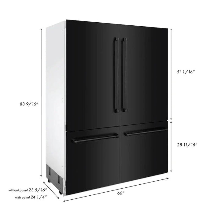 ZLINE 60" 32.2 cu. ft. Built - In 4 - Door French Door Refrigerator with Internal Water and Ice Dispenser in Black Stainless Steel RBIV - BS - 60 - Farmhouse Kitchen and Bath