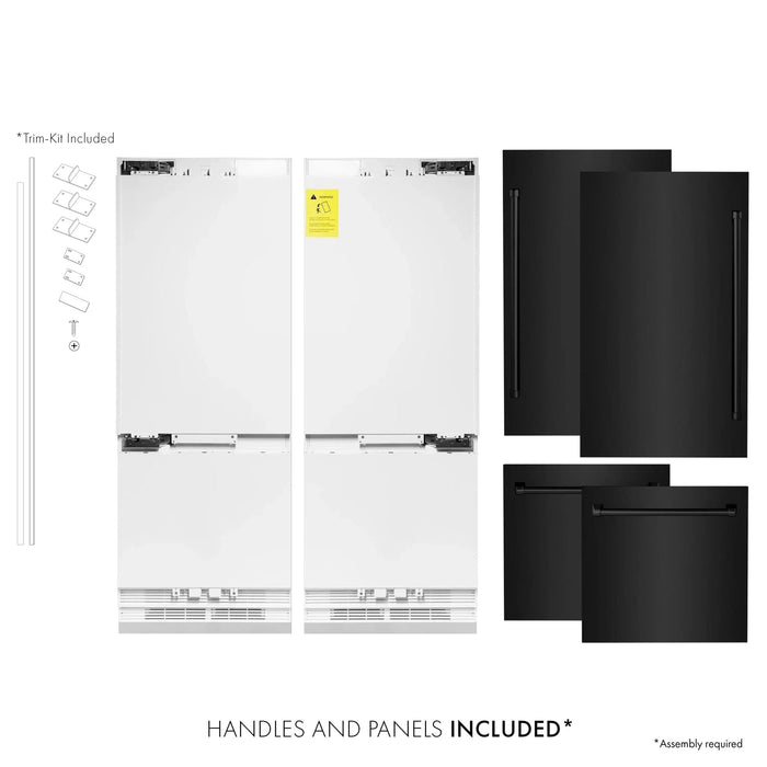 ZLINE 60" 32.2 cu. ft. Built - In 4 - Door French Door Refrigerator with Internal Water and Ice Dispenser in Black Stainless Steel RBIV - BS - 60 - Farmhouse Kitchen and Bath