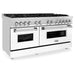 ZLINE 60" 7.4 cu. ft. Dual Fuel Range with Gas Stove and Electric Oven in Stainless Steel and White Matte Door, RA - WM - 60 - Farmhouse Kitchen and Bath