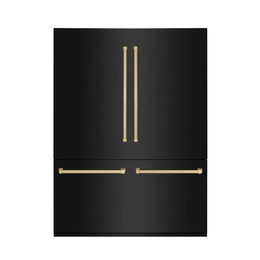 ZLINE 60" Autograph 32.2 cu. ft. 4 - Door French Door Fridge Water/Ice Dispenser Black Stainless Steel Champagne Bronze Accents RBIVZ - BS - 60 - CB - Farmhouse Kitchen and Bath