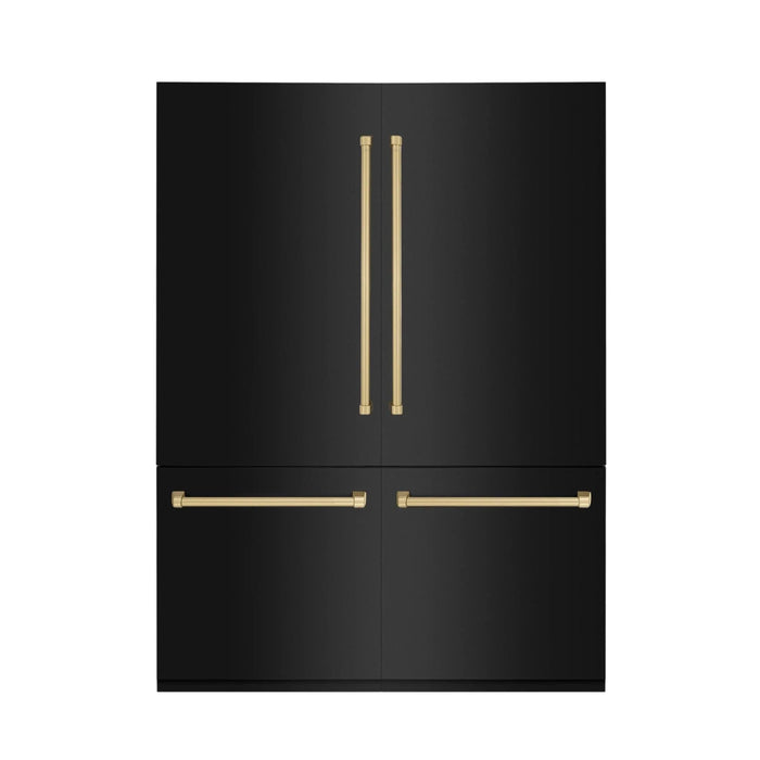 ZLINE 60" Autograph 32.2 cu. ft. 4 - Door French Door Fridge Water/Ice Dispenser Black Stainless Steel Champagne Bronze Accents RBIVZ - BS - 60 - CB - Farmhouse Kitchen and Bath