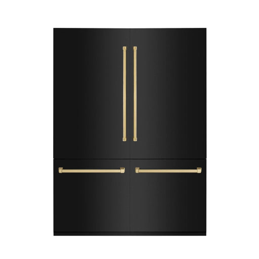 ZLINE 60" Autograph 32.2 cu. ft. 4 - Door French Door Fridge Water/Ice Dispenser Black Stainless Steel Gold Accents RBIVZ - BS - 60 - G - Farmhouse Kitchen and Bath