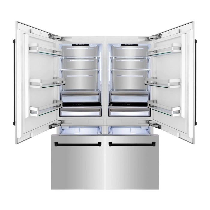 ZLINE 60" Autograph 32.2 cu. ft. 4 - Door French Door Fridge Water/Ice Dispenser Stainless Steel Matte Black Accents RBIVZ - 304 - 60 - MB - Farmhouse Kitchen and Bath