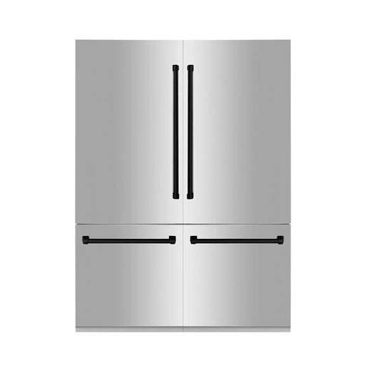 ZLINE 60" Autograph 32.2 cu. ft. 4 - Door French Door Fridge Water/Ice Dispenser Stainless Steel Matte Black Accents RBIVZ - 304 - 60 - MB - Farmhouse Kitchen and Bath