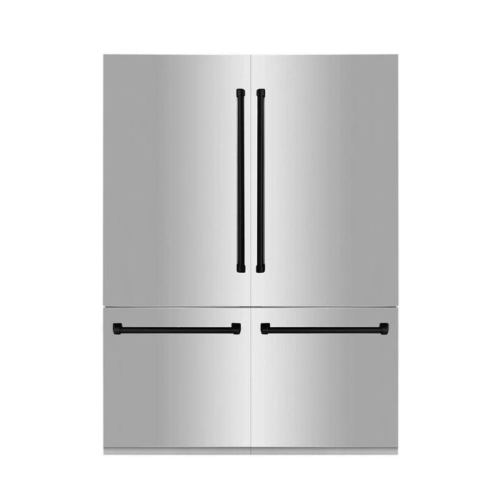 ZLINE 60" Autograph 32.2 cu. ft. 4 - Door French Door Fridge Water/Ice Dispenser Stainless Steel Matte Black Accents RBIVZ - 304 - 60 - MB - Farmhouse Kitchen and Bath