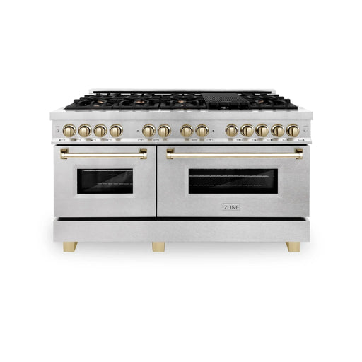 ZLINE 60" Autograph Edition Dual Fuel Range, DuraSnow, RASZ - SN - 60 - G - Farmhouse Kitchen and Bath