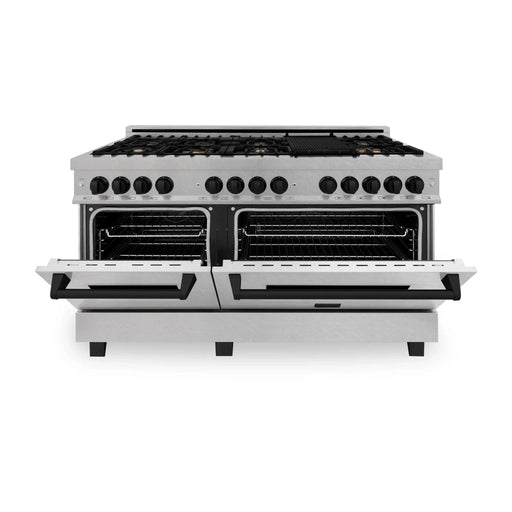 ZLINE 60" Autograph Edition Dual Fuel Range, DuraSnow, RASZ - SN - 60 - MB - Farmhouse Kitchen and Bath