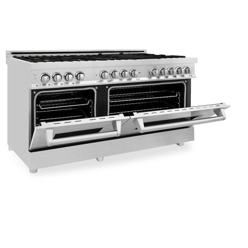 ZLINE 60" Dual Fuel Range In Stainless Steel, Brass Burners, RA - BR - 60 - Farmhouse Kitchen and Bath