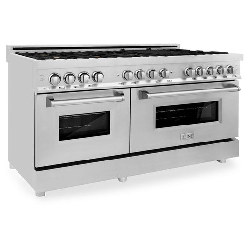ZLINE 60" Dual Fuel Range In Stainless Steel, Brass Burners, RA - BR - 60 - Farmhouse Kitchen and Bath