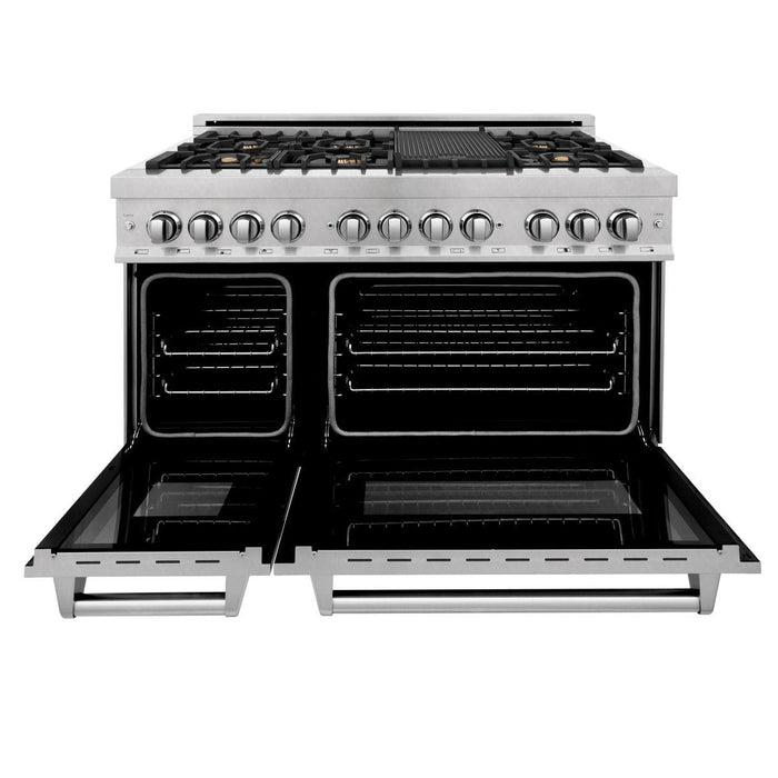 ZLINE 60" Dual Fuel Range, Snow Stainless, Brass Burners, RAS - SN - BR - 60 - Farmhouse Kitchen and Bath