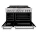 ZLINE 60" Dual Fuel Range, Snow Stainless, Brass Burners, RAS - SN - BR - 60 - Farmhouse Kitchen and Bath