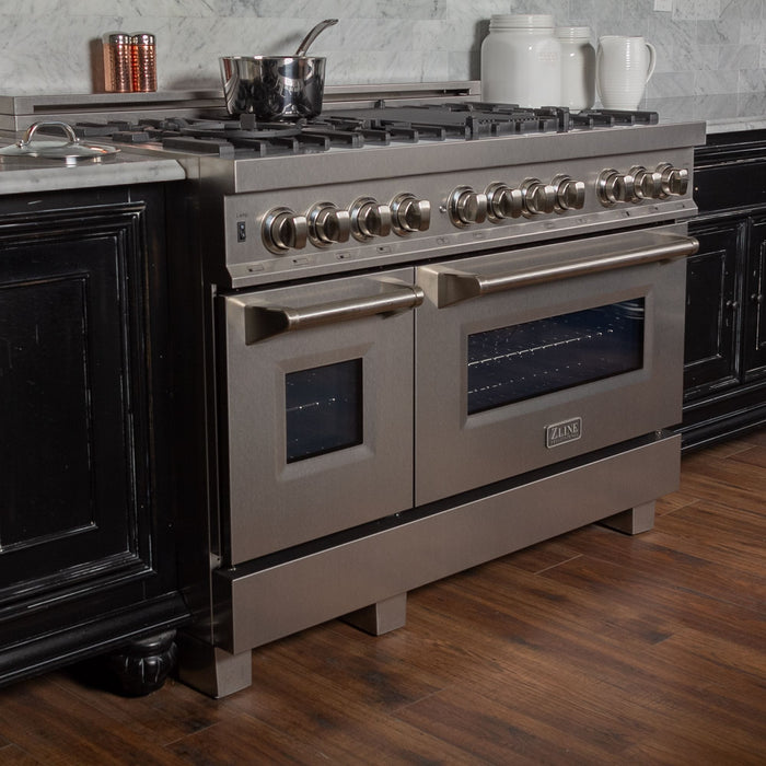 ZLINE 60" Dual Fuel Range, Snow Stainless, Brass Burners, RAS - SN - BR - 60 - Farmhouse Kitchen and Bath