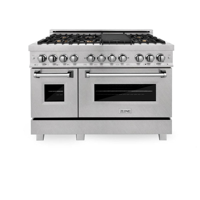 ZLINE 60" Dual Fuel Range, Snow Stainless, Brass Burners, RAS - SN - BR - 60 - Farmhouse Kitchen and Bath