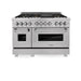 ZLINE 60" Dual Fuel Range, Snow Stainless, Brass Burners, RAS - SN - BR - 60 - Farmhouse Kitchen and Bath