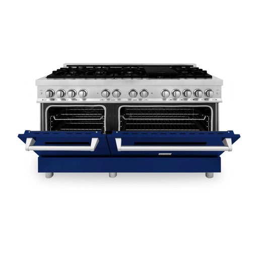 ZLINE 60" Professional Dual Fuel Range with Blue Matte Door, RA - BM - 60 - Farmhouse Kitchen and Bath