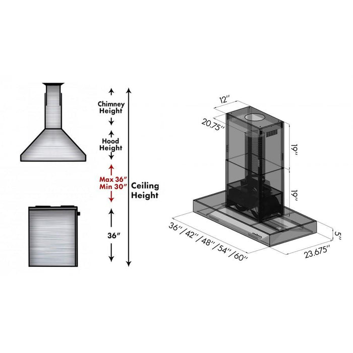 ZLINE 60" Stainless Steel Island Range Hood, KECOMi - 60 - Farmhouse Kitchen and Bath