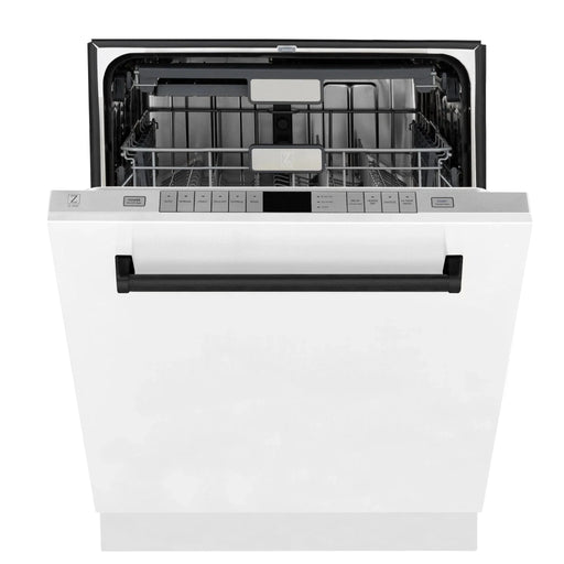 ZLINE Autograph 24" Dishwasher White Door, Black Handle DWMTZ - WM - 24 - MB - Farmhouse Kitchen and Bath