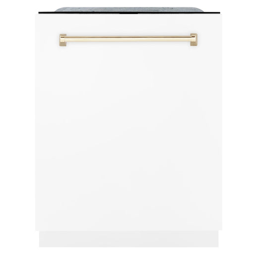 ZLINE Autograph 24" Dishwasher White Door, Gold DWMTZ - WM - 24 - G - Farmhouse Kitchen and Bath