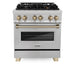 ZLINE Autograph 30" 4.0 cu. ft. Dual Fuel Range , Gas Stove Electric Oven Stainless Steel Champagne Bronze Accents RASZ - SN - 30 - CB - Farmhouse Kitchen and Bath