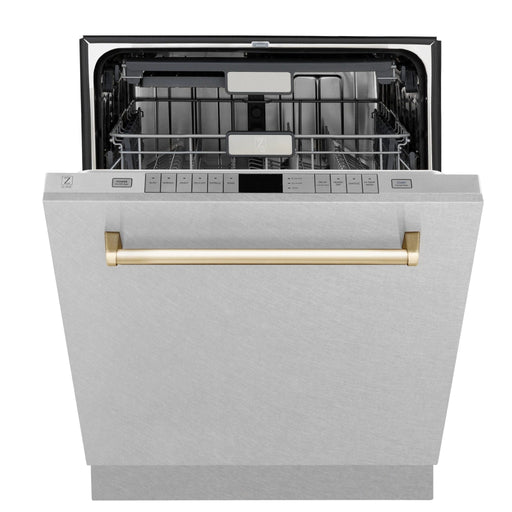 ZLINE Autograph Edition 24" Dishwasher DuraSnow, Gold DWMTZ - SN - 24 - G - Farmhouse Kitchen and Bath