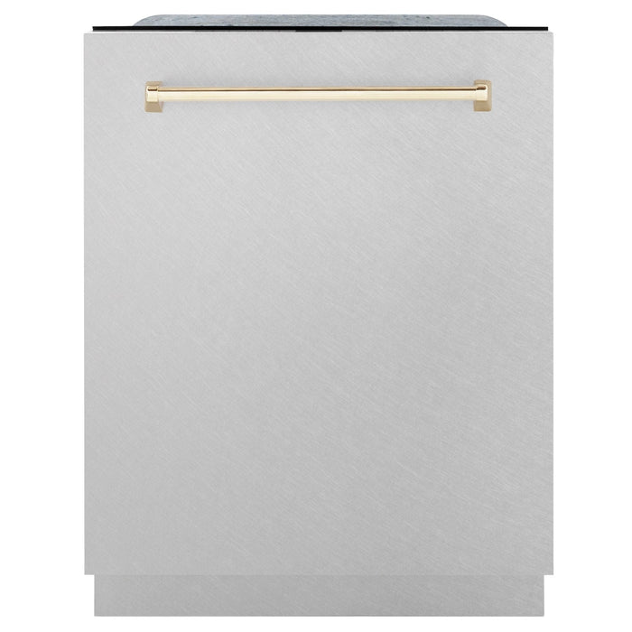 ZLINE Autograph Edition 24" Dishwasher DuraSnow, Gold DWMTZ - SN - 24 - G - Farmhouse Kitchen and Bath