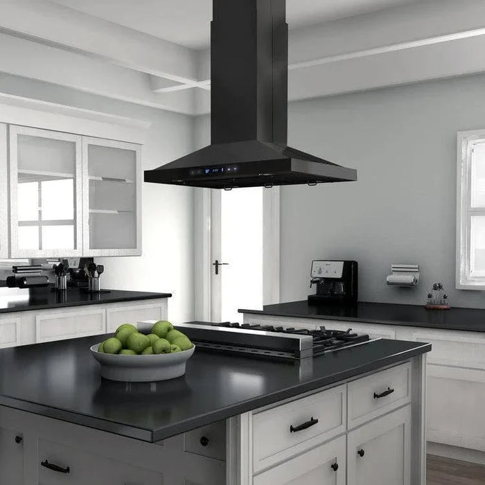 ZLINE Convertible Vent Island Mount Range Hood in Black Stainless Steel BSGL2iN - 42 - Farmhouse Kitchen and Bath