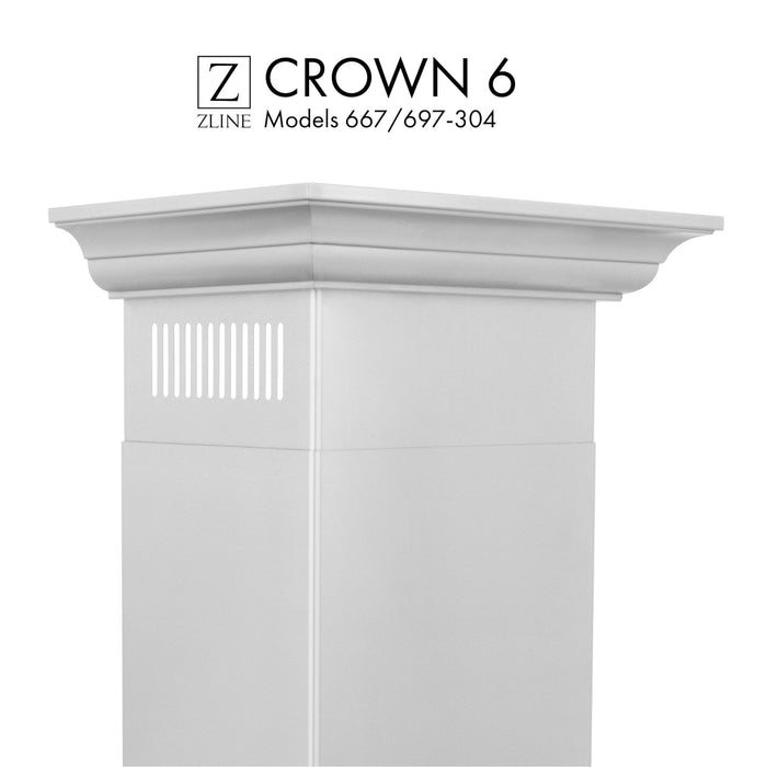 ZLINE Crown Molding Profile 6 Wall Mount RangeHood CM6 - 667/697 - 304 - Farmhouse Kitchen and Bath