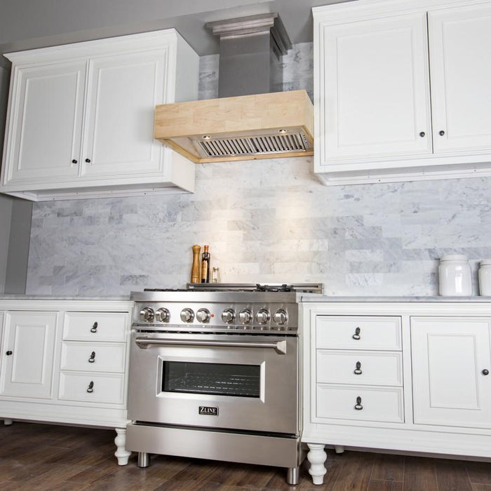 ZLINE 36" Remote Blower Wooden Wall Range Hood, 681M-RD-36 - Farmhouse Kitchen and Bath