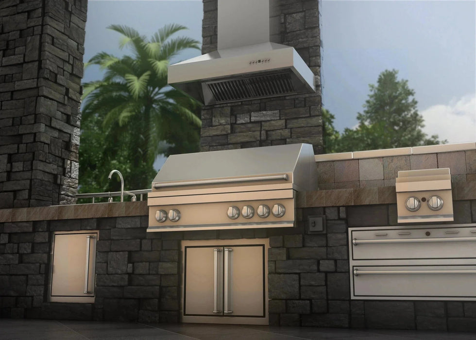 ZLINE Ducted Wall Mount Range Hood in Outdoor Approved Stainless Steel 697 - 304 - 42 - Farmhouse Kitchen and Bath