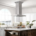 Zline Island Mount Range Hood in Stainless Steel with Built - in ZLINE CrownSound™ Bluetooth Speakers KE2iCRN - BT - 48 - Farmhouse Kitchen and Bath