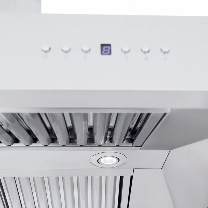 ZLINE Professional Convertible Vent Wall Mount Range Hood in Stainless Steel with Crown Molding 667CRN - 42 - Farmhouse Kitchen and Bath